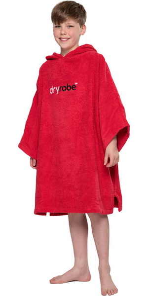 2026 Dryrobe Junior Organic Cotton Hooded Towel Robe V3DRJOCTR - Red